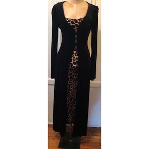 Betsey Johnson Crushed Velvet Black Duster
